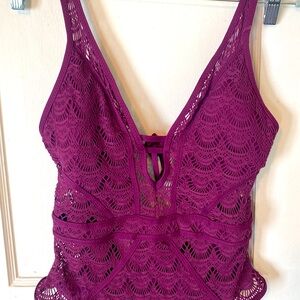 Becca swim burgundy one piece swimsuit, L